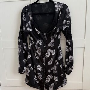 MAJORELLE Black and Gray Floral Dress